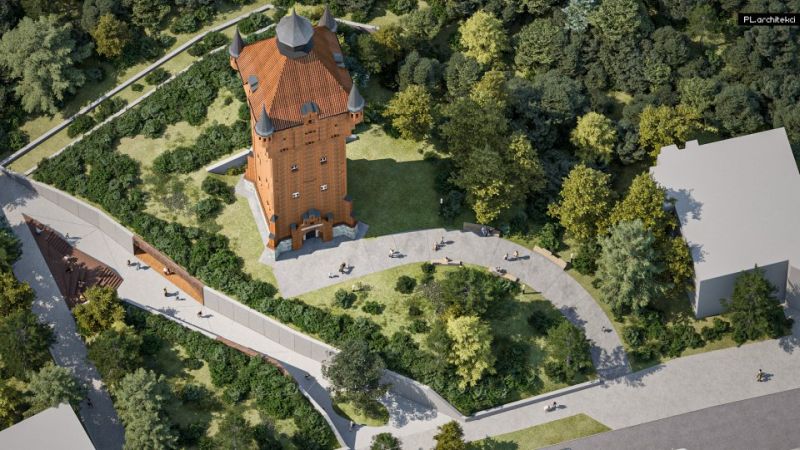 Widok wieży z&nbsp;góry.